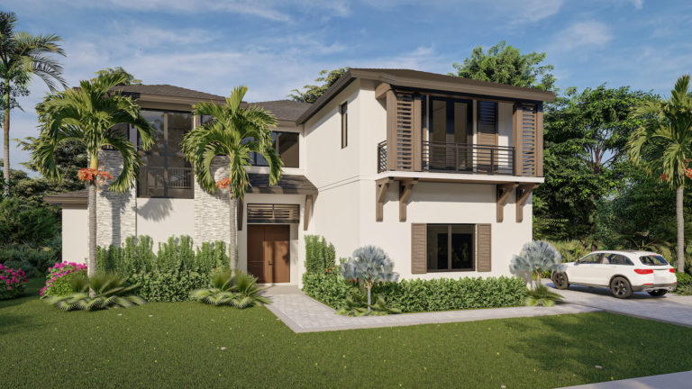 Exterior photo of a loaded garage on a new construction home
